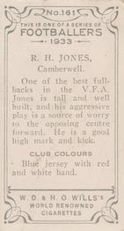 1933 Wills's Victorian Footballers (Small) #161 Harry Jones Back